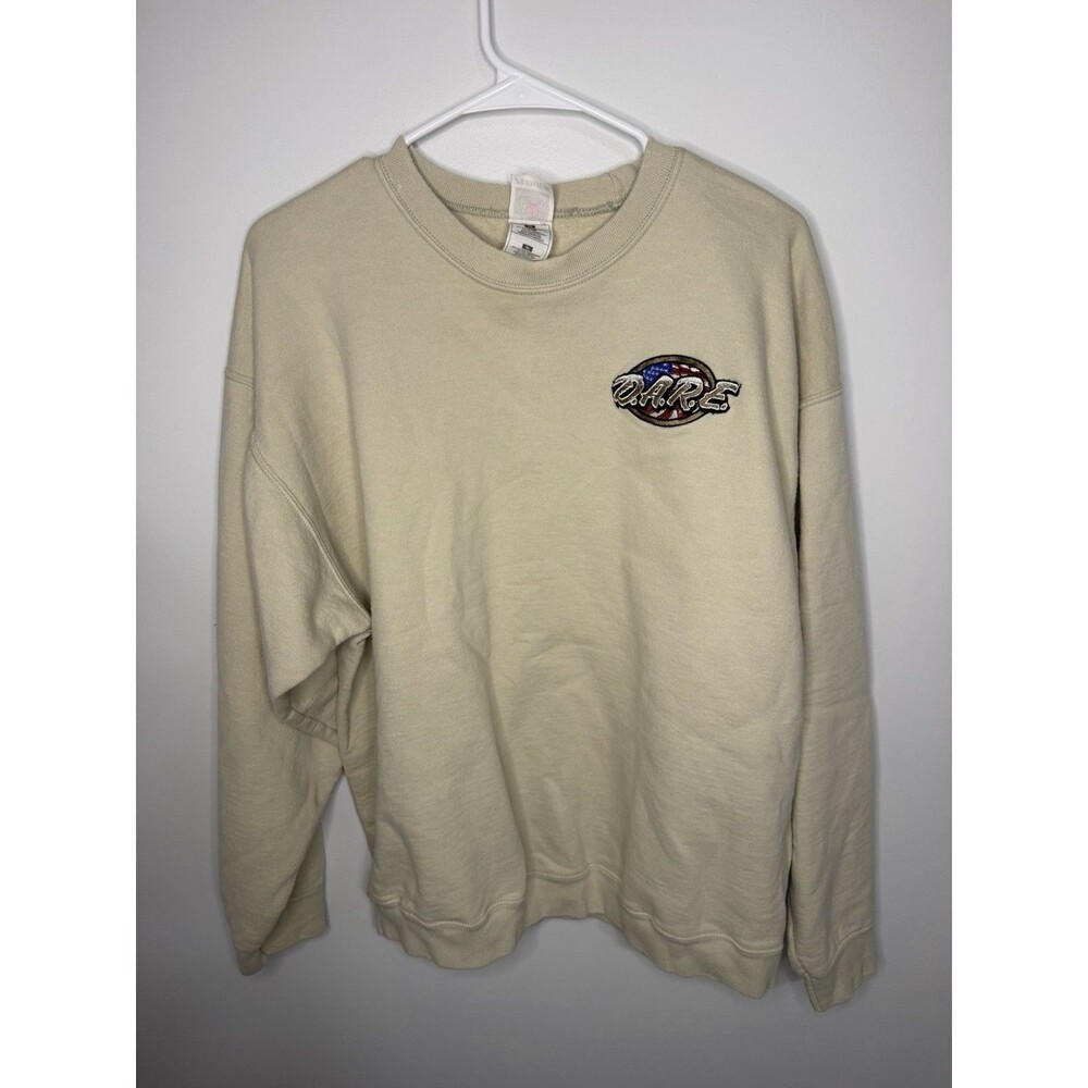 Vintage D.A.R.E. Crewneck Sweatshirt Mens XL Beige Red Embroidered USA